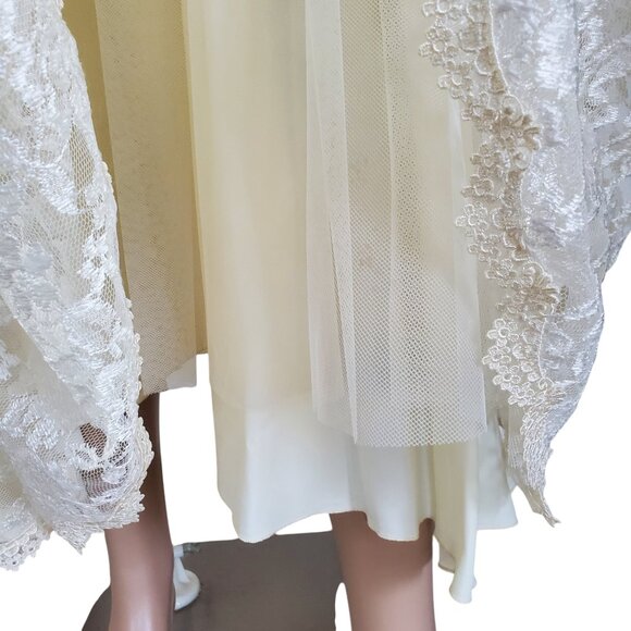 Vintage Victorian Wedding Dress XS Maxi Cream Lace Beads Tulle Lined Zip USA - Picture 13 of 15